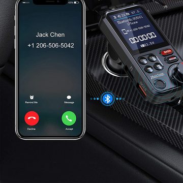 yozhiqu Kabelloser 5.0-FM-Transmitter, Bluetooth-Empfänger, MP3-Musikplayer Autoradio (Auto-Audio-QC3.0-Schnellladegerät, Freisprech-Auto-Kit-Zubehör)