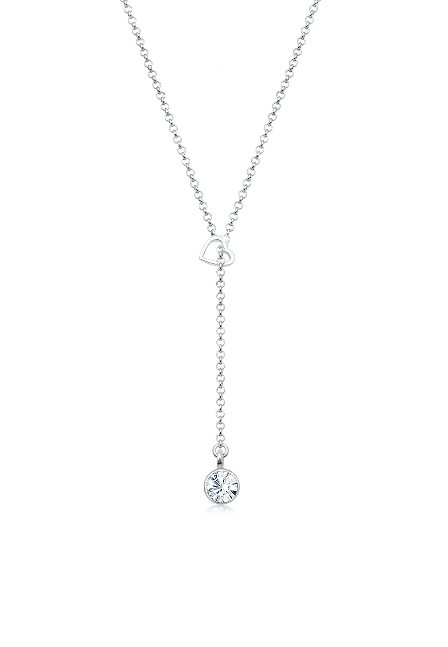 Elli Collierkettchen Herz Y-Kette Kristalle 925 Silber, In sehr  hochwertiger Juweliersqualität gefertigt