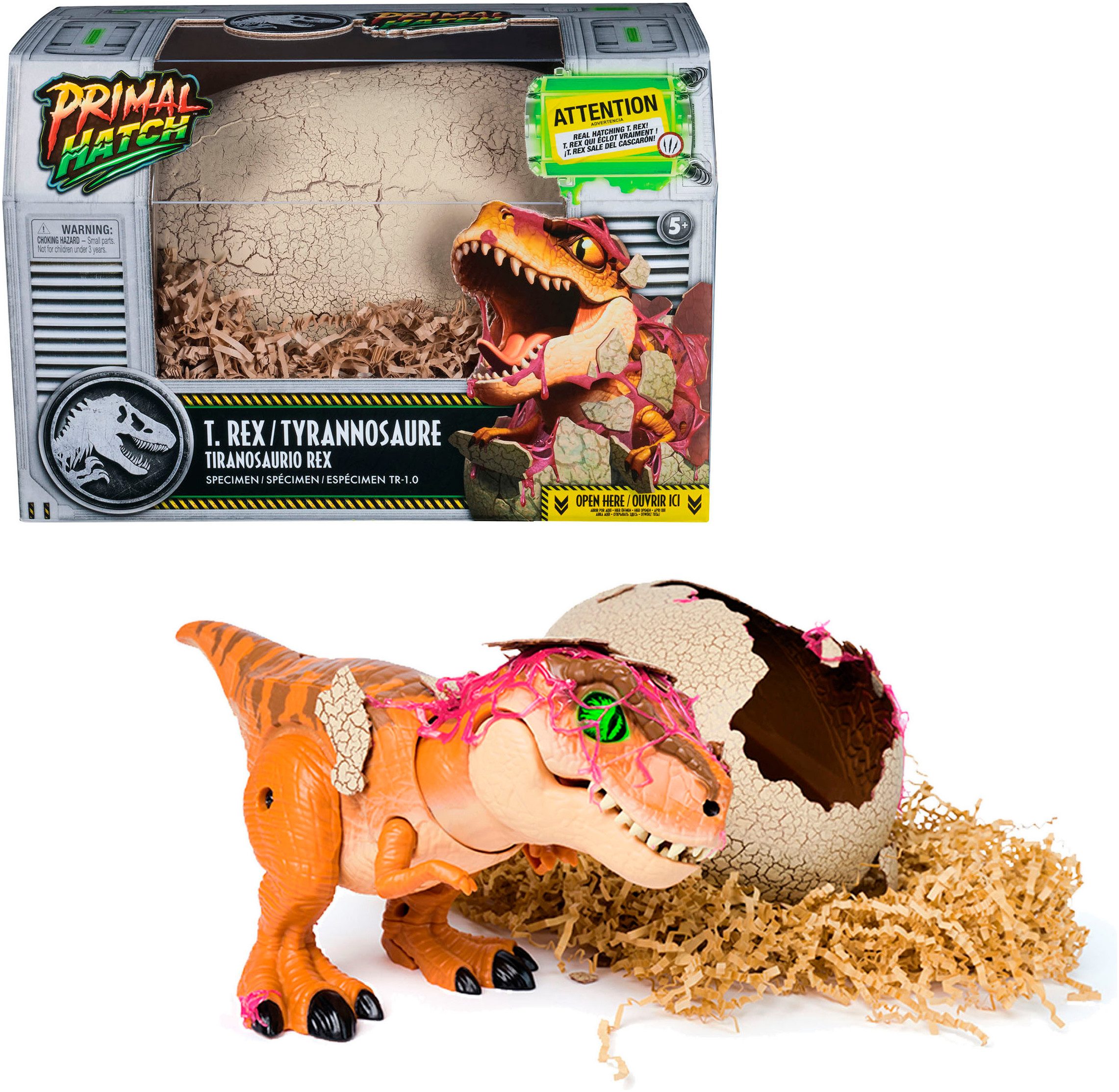 Spin Master Spielfigur Primal Hatch - Interaktiver T-Rex im Ei, mit Licht und Sound