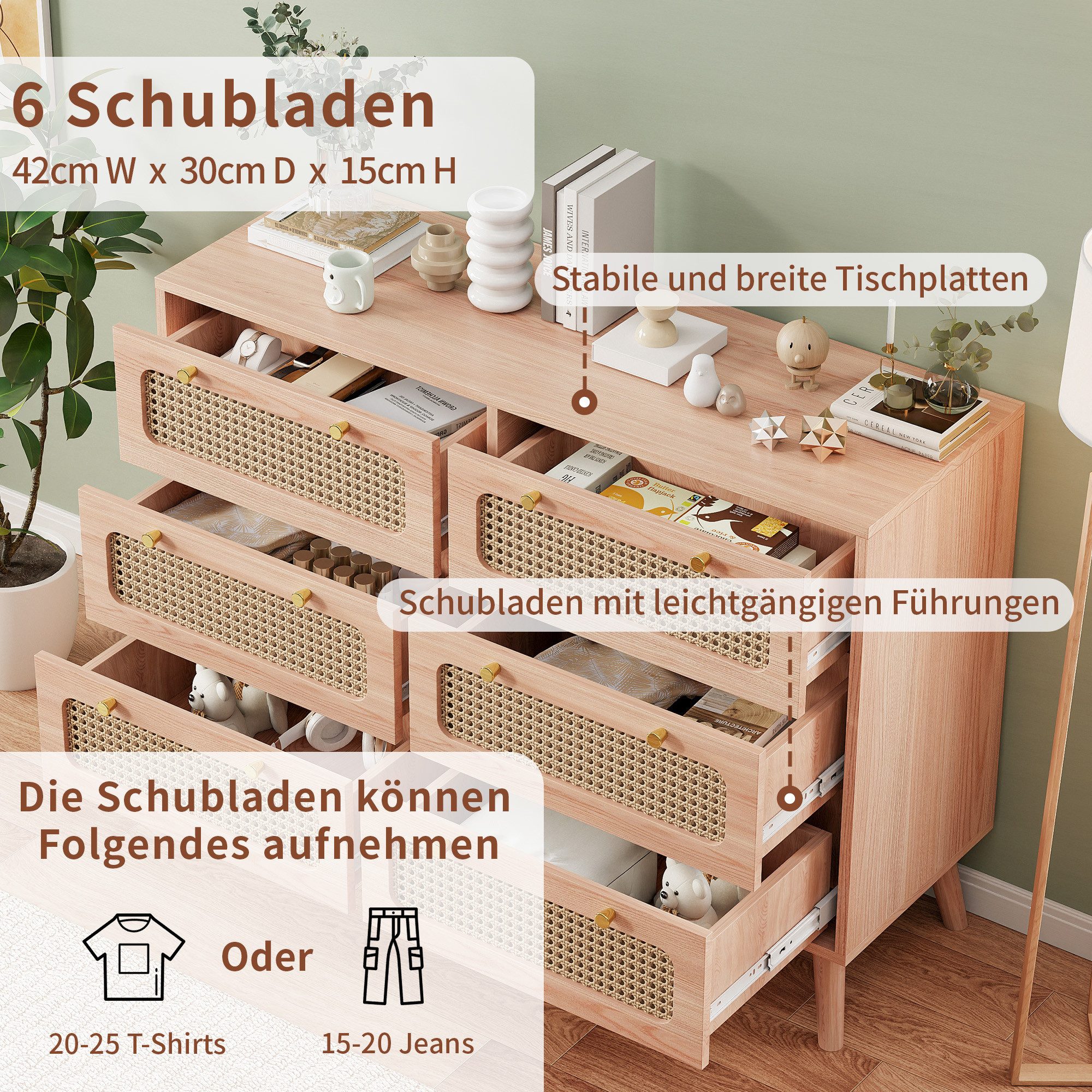FUROKOY Sideboard Kommode Nachtschrank Wohnzimmerschrank Schubladenschrank, günstig online kaufen