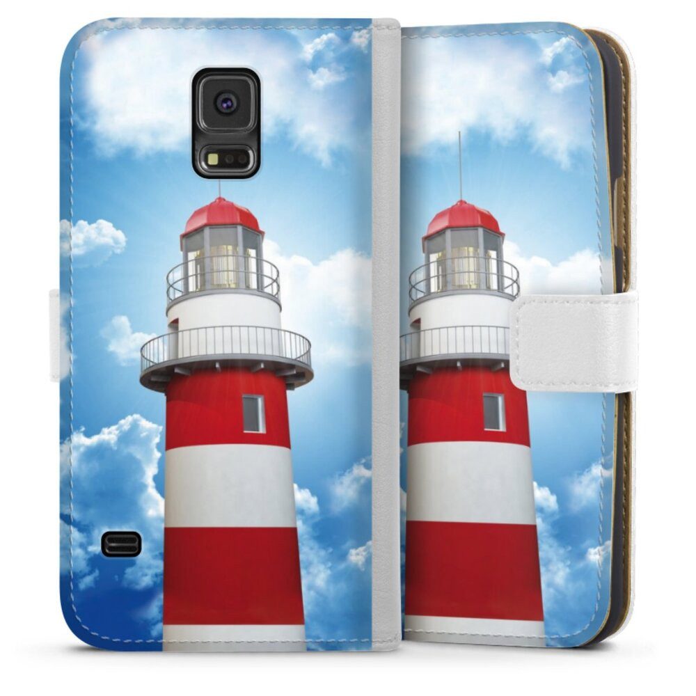 DeinDesign Handyhülle Leuchtturm Wolke Himmel Leuchtturm, Samsung Galaxy S5 Neo Hülle Handy Flip Case Wallet Cover