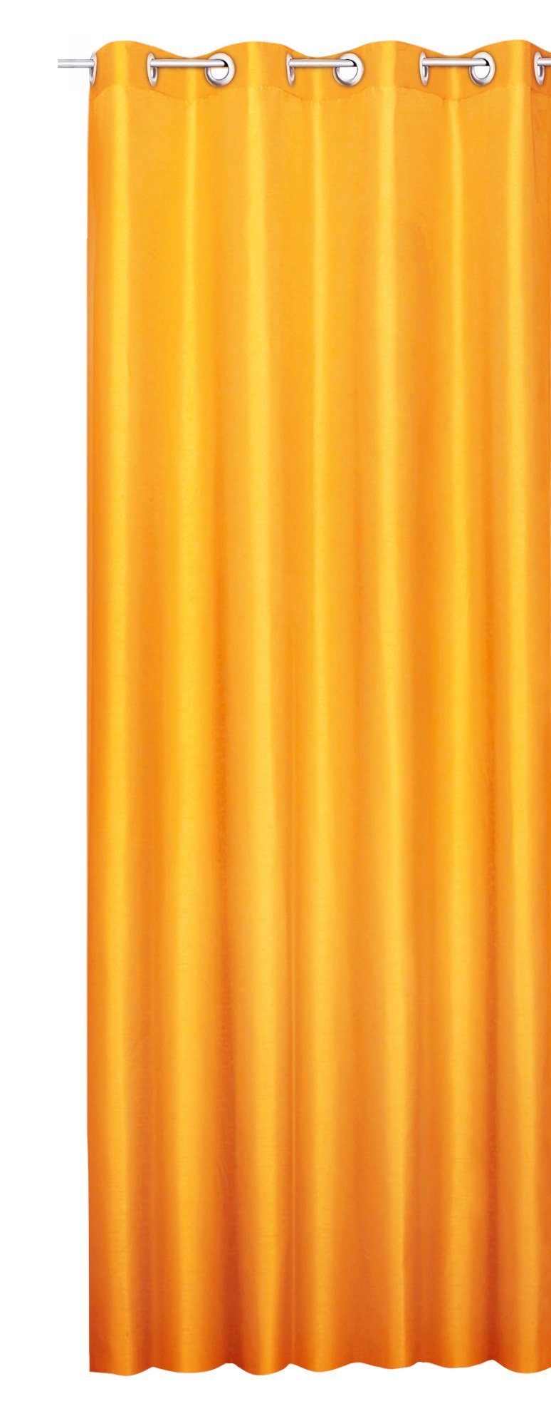 Gardine Vorhang mit Ösen 145x245 cm Gardine Wildseide Optik halbtransparent, Haus und Deko, Ösen (1 St), halbtransparent, Polyester gelb