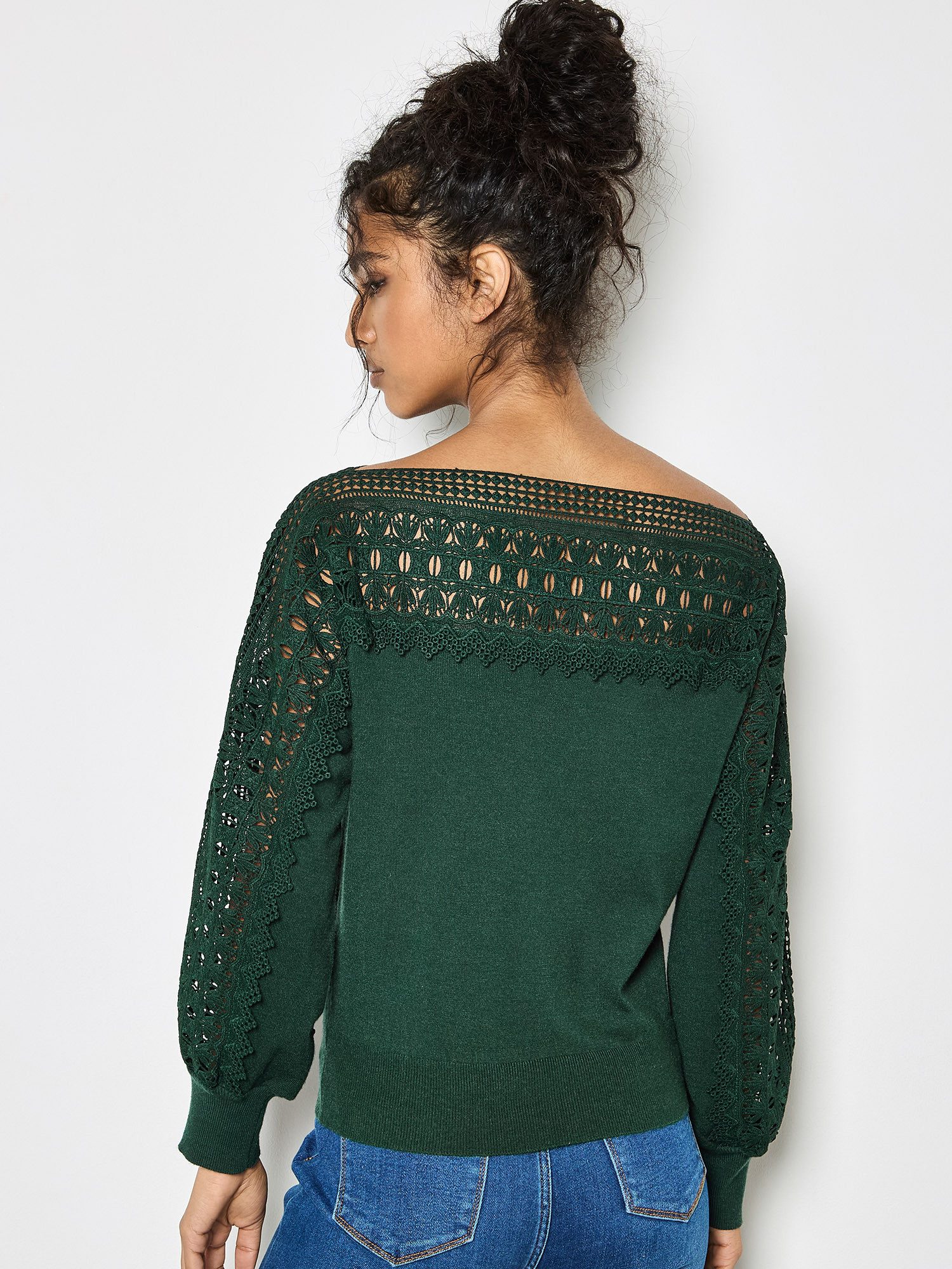 Apricot Strickpullover Spitzenpullver in unifarben