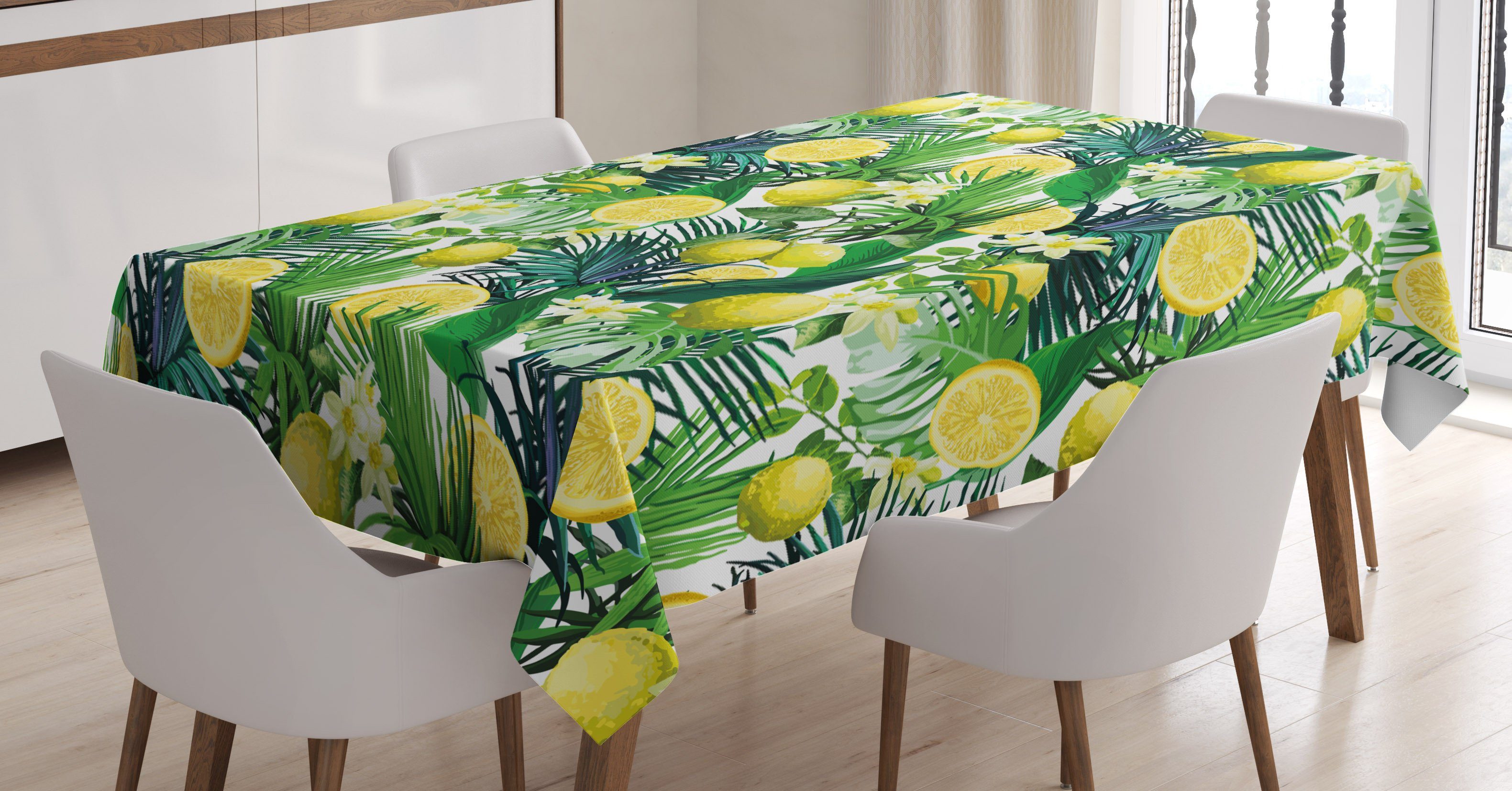 Abakuhaus Tischdecke Farbfest Waschbar Für Bereich Klare Leaf den Farben, geeignet Dschungel Green Außen Exotische Pflanzen