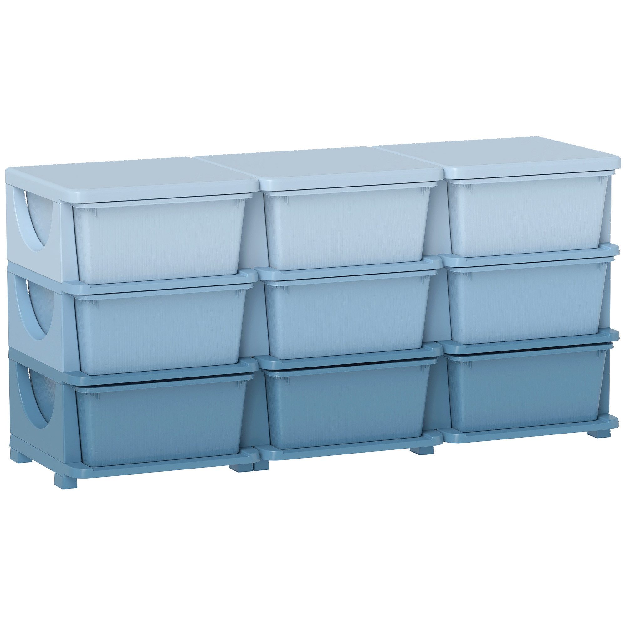 HOMCOM Spielzeugtruhe Schubladenschrank, Spielzeug-Organizer mit sechs Ebenen, 3-6 Jahre (Schubladenschrank, 1 St., Spielzeugkiste), für 3-6 Jahre Kinder Blau 113 x 37 x 56,5 cm