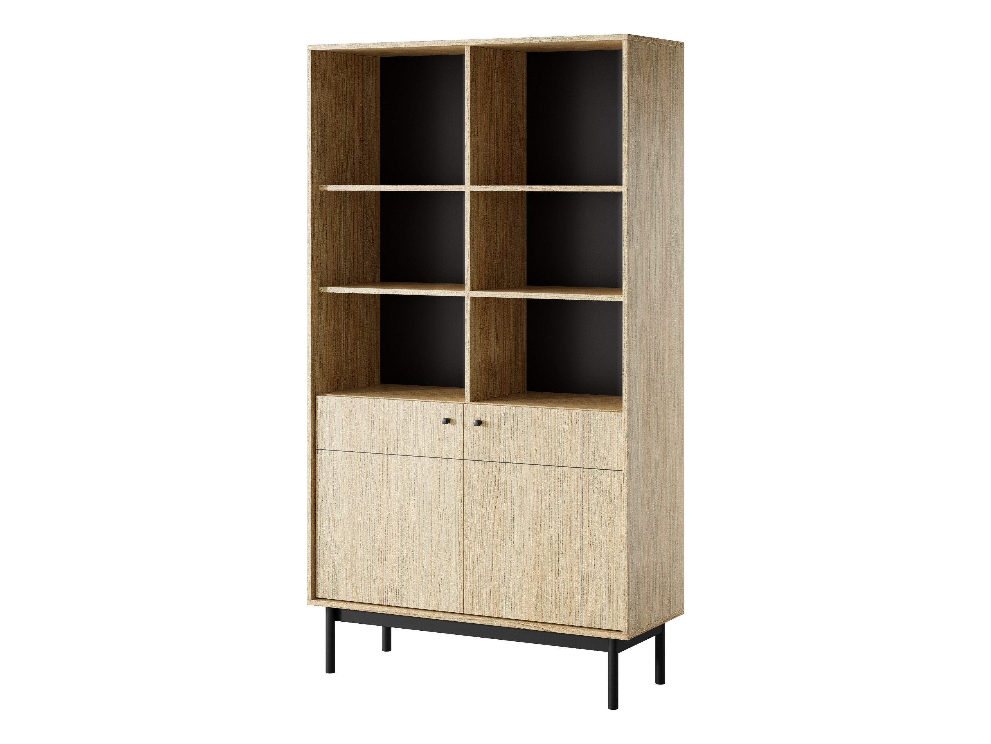 Masseno Bücherregal GIAPPONESE 185 x 104 cm Standregal Büroregal Bücherschrank Eichefarben