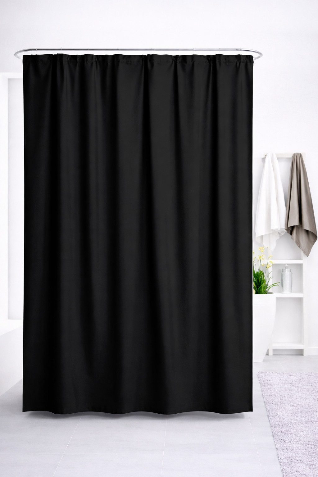 Euroshowers GmbH Duschvorhang hochwertig verarbeitet mit 12 Duschvorhangringen und Metallösen Breite 180 cm