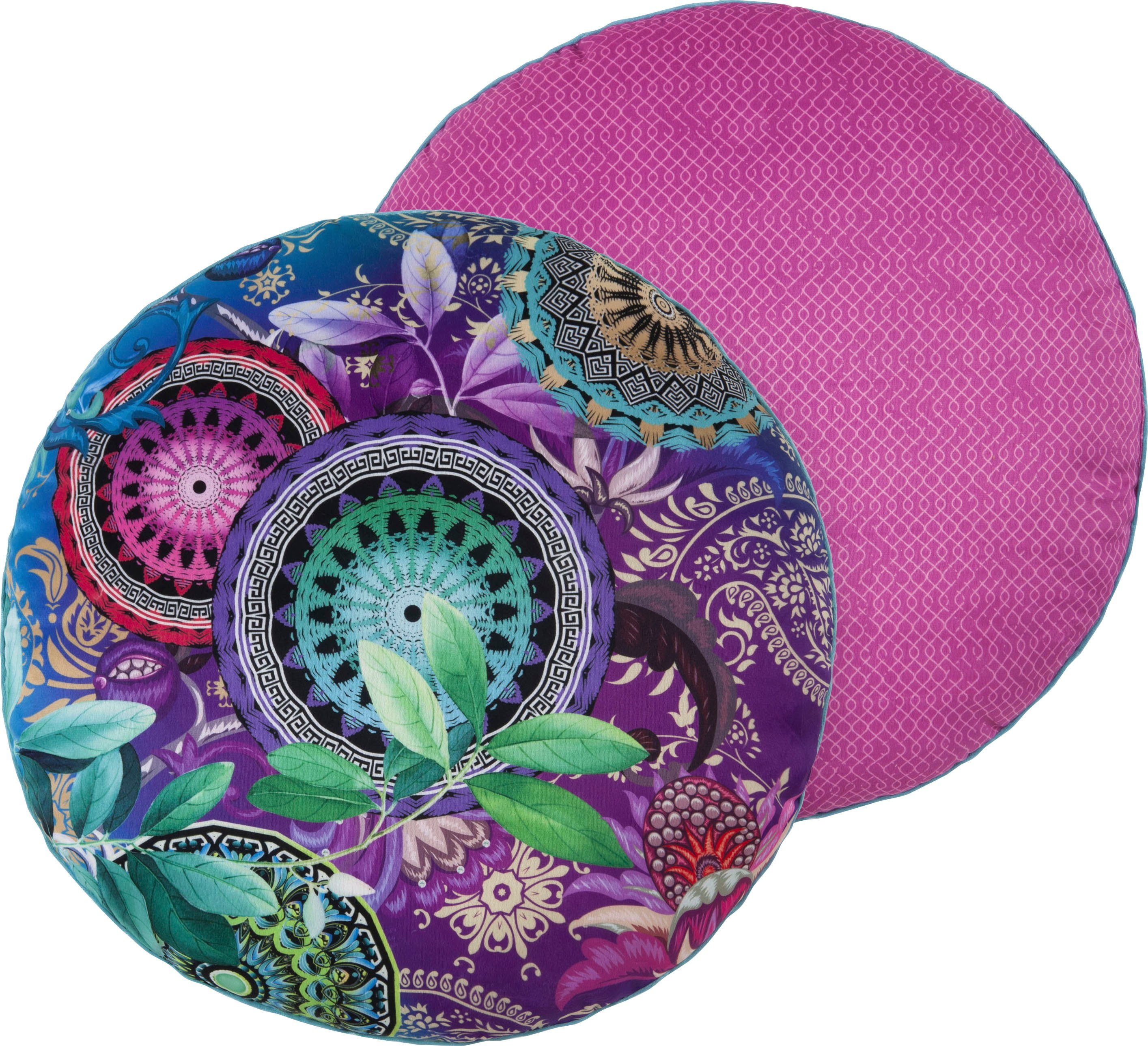 hip Dekokissen Axelle, Mit Füllung, 1 Stück, Biese, 30x60, Wendeoptik, Weich, Mandala, Lila