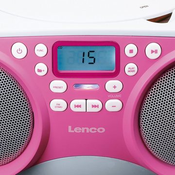 Lenco SCD-301PK UKW-Radio (FM, 3 W, USB- & AUX-Eingang, flexibel mit Strom- oder Batteriebetrieben in Pink)
