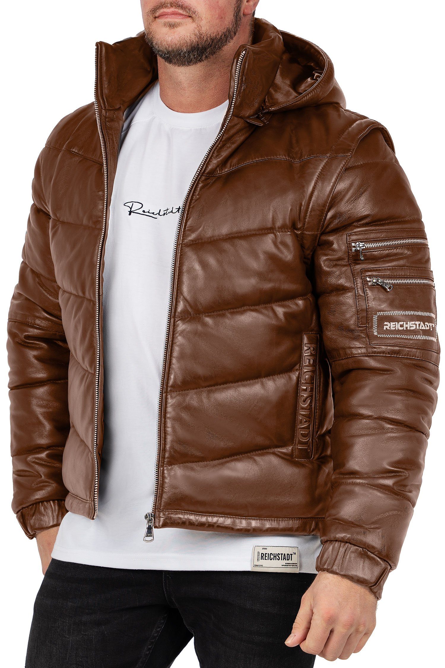 Reichstadt Bomberjacke Herren Regular Fit Jacke Echtleder 22RS032LUX Jacke günstig online kaufen