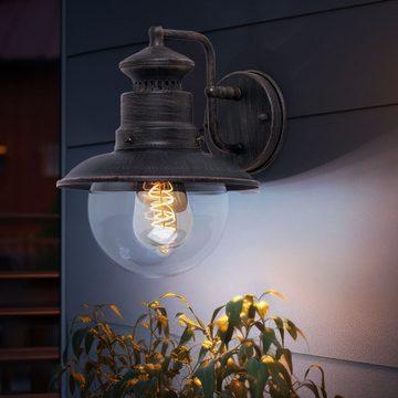 etc-shop Außen-Wandleuchte, Leuchtmittel inklusive, Warmweiß, Außen Wand Laterne Fassaden Vintage Beleuchtung Lampe rostfarben im