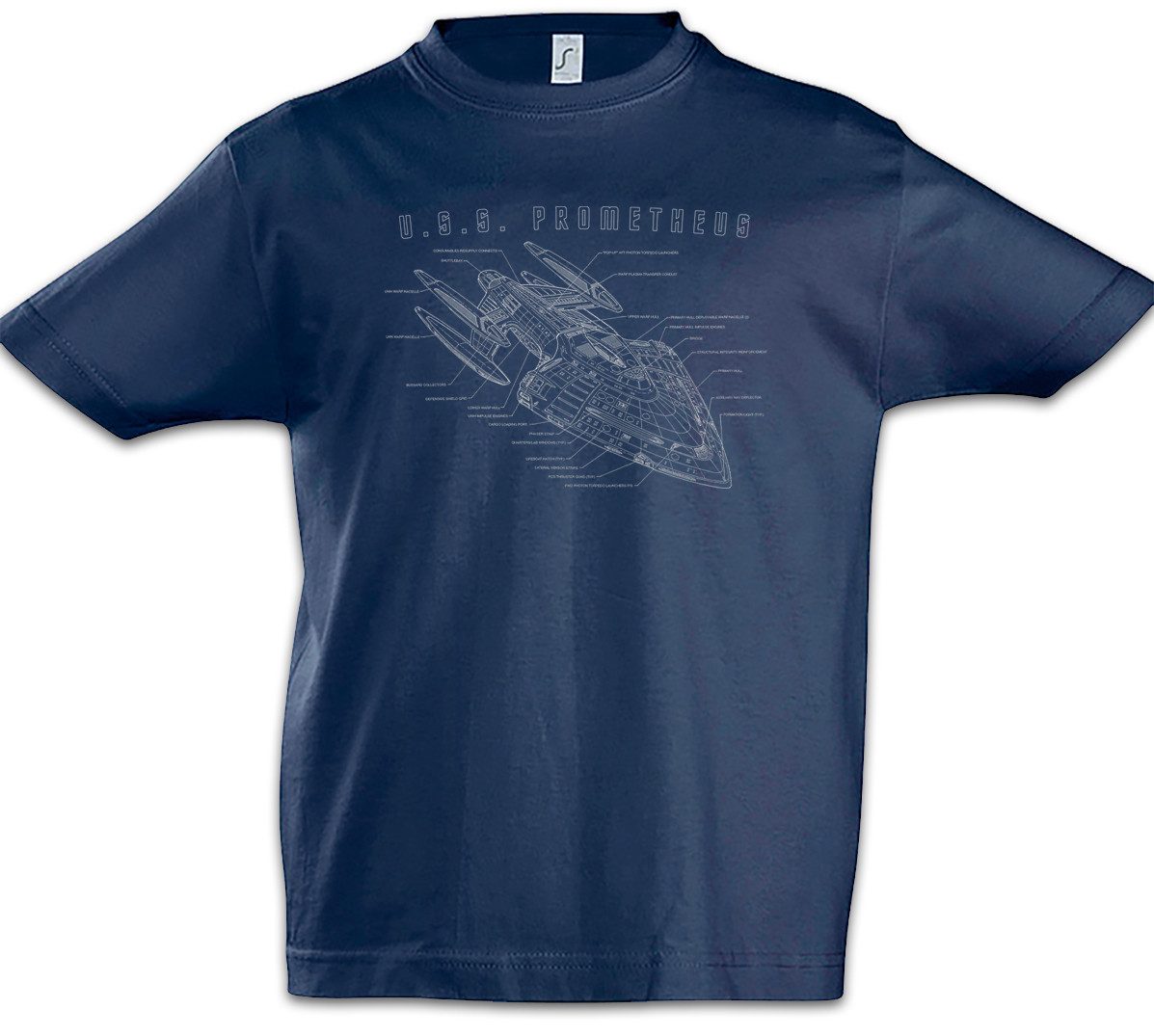 Print-Shirt Prometheus Blueprint Kinder T-Shirt Raumschiff Science Fiction U.S.S.