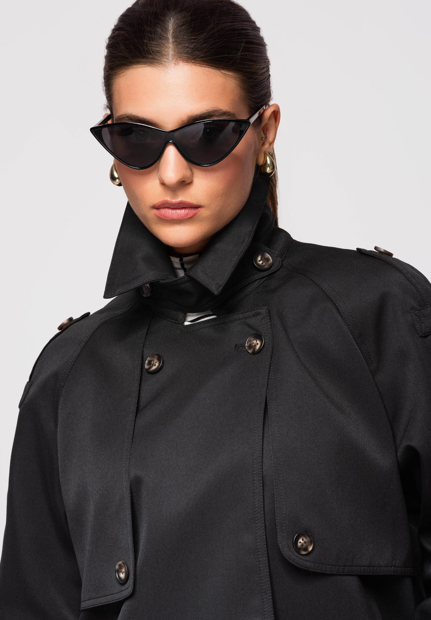 OMBRE Trenchcoat Kurze Damenjacke im modernen Trench-Stil