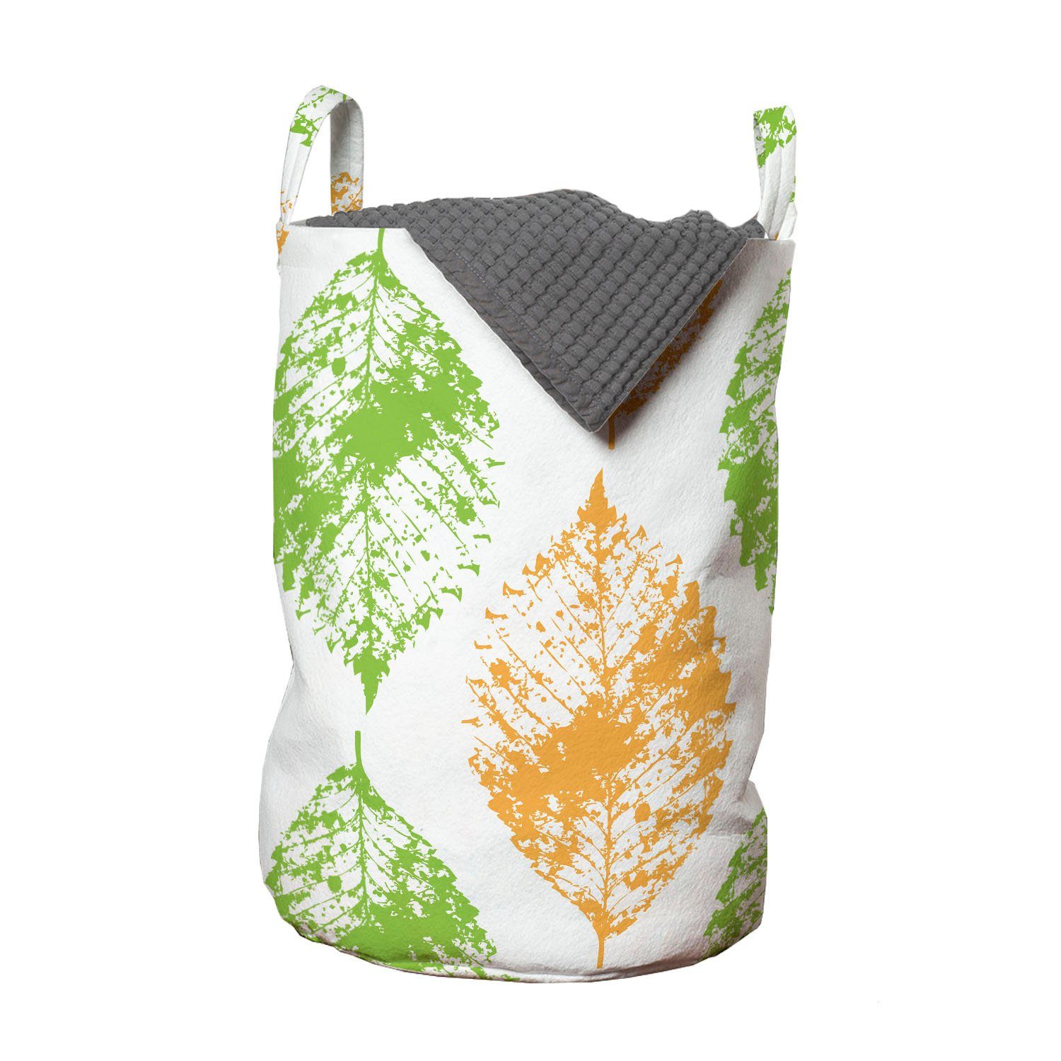 Abakuhaus Wäschesäckchen Wäschekorb mit Griffen Kordelzugverschluss für Waschsalons, Blätter Illustration Druck von Blatt