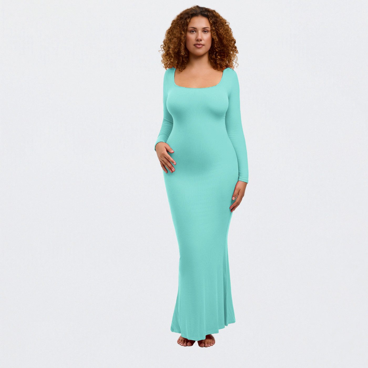 Creamy Fabrics Jerseykleid Ribbed Long Sleeve günstig online kaufen