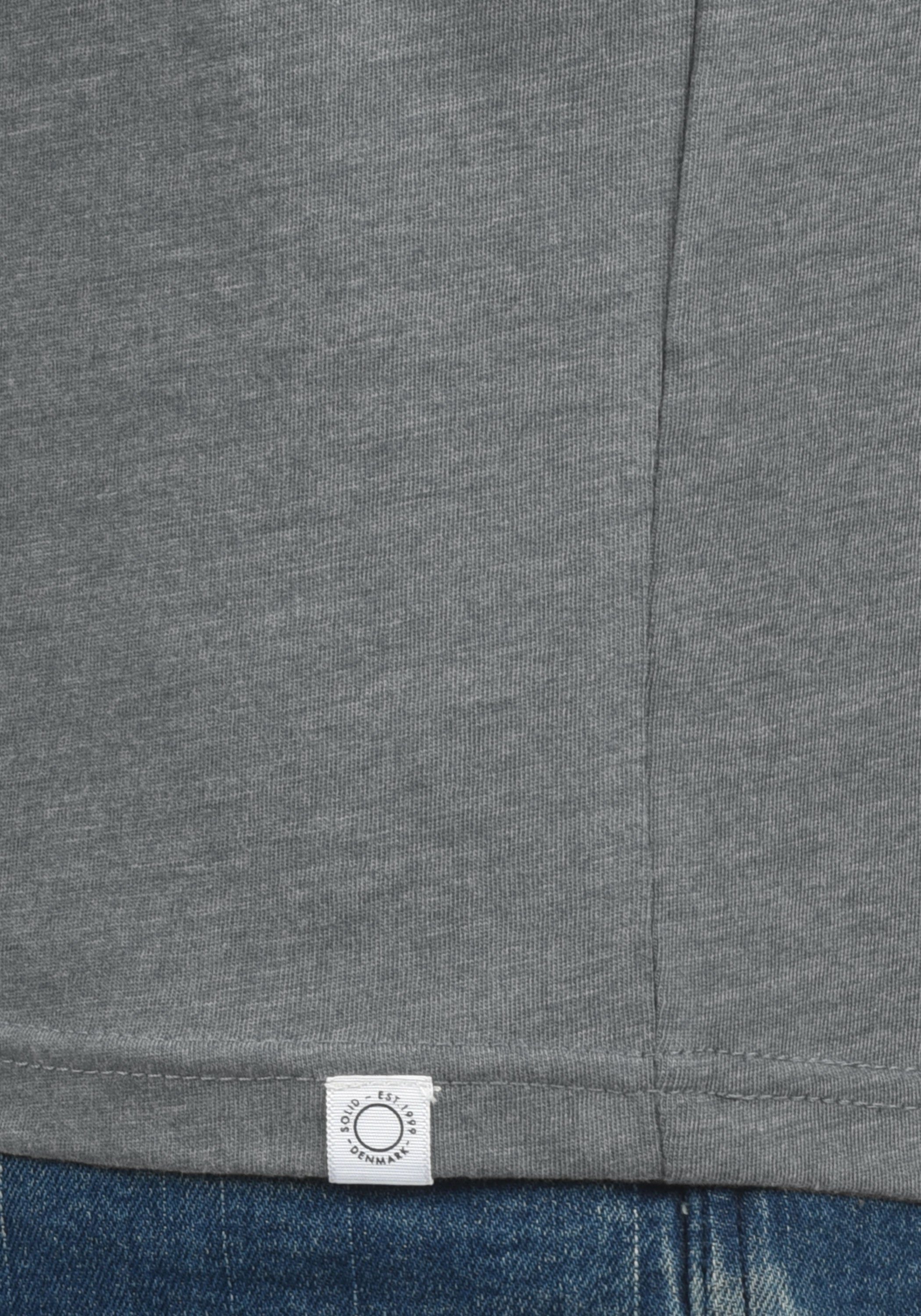 Kurzarmshirt Melange Effekt Melange Grey (8236) !Solid V-Shirt mit SDBedo