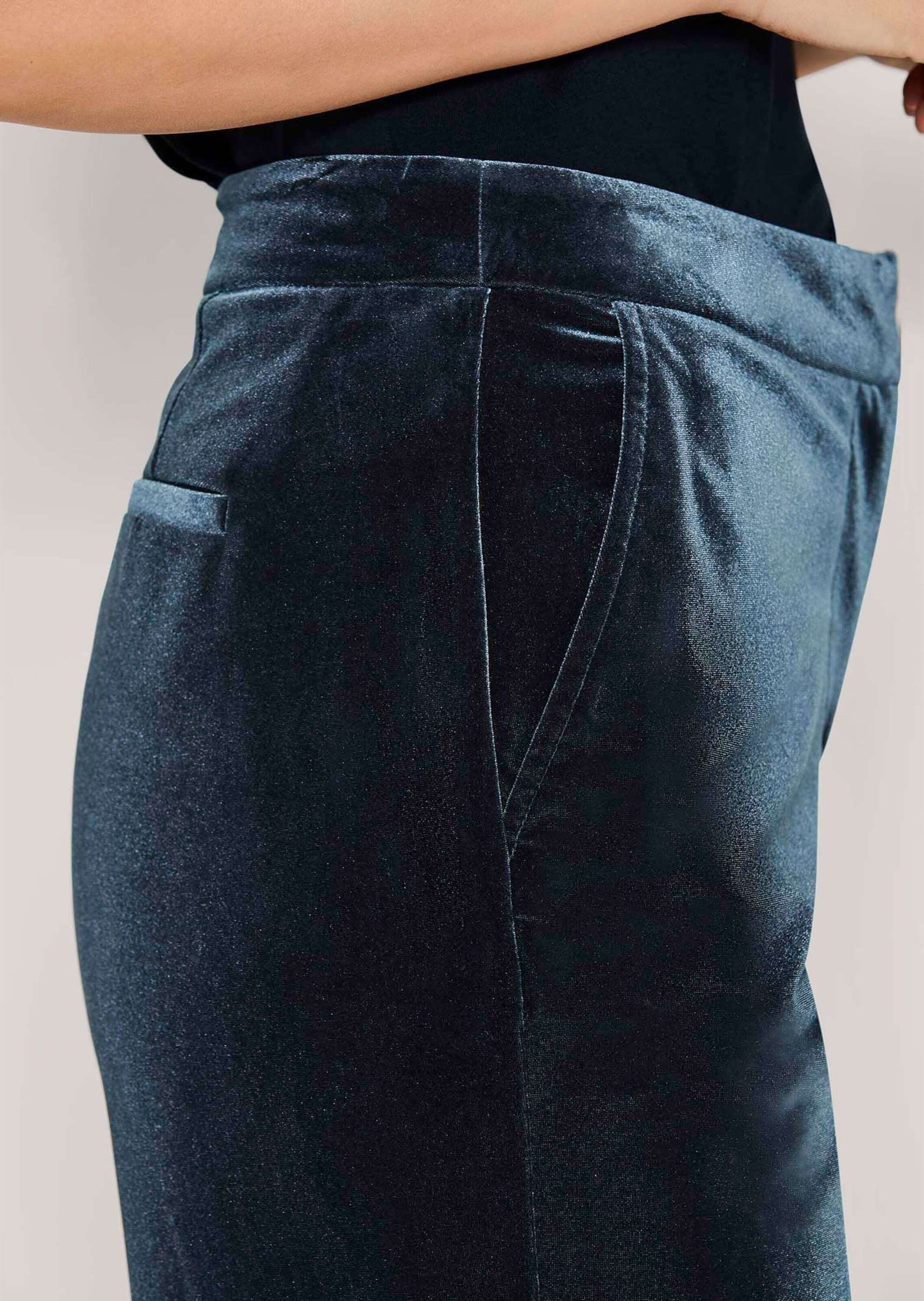 MADELEINE Palazzohose Elegante Hose mit luxuriösem Touch Weite Silhouette mit samtigen Glanz, breiter Formbund