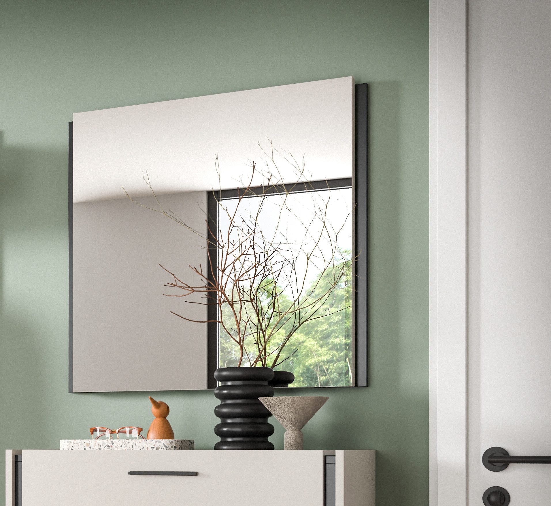 Home affaire Spiegel RAK, BxH: 72x70 cm, mit farblich abgsetztem Rahmen (individuell im Wohnbereich einsetzbar), Garderobenspiegel, Spiegelpaneel, Wandspiegel, Flurspiegel