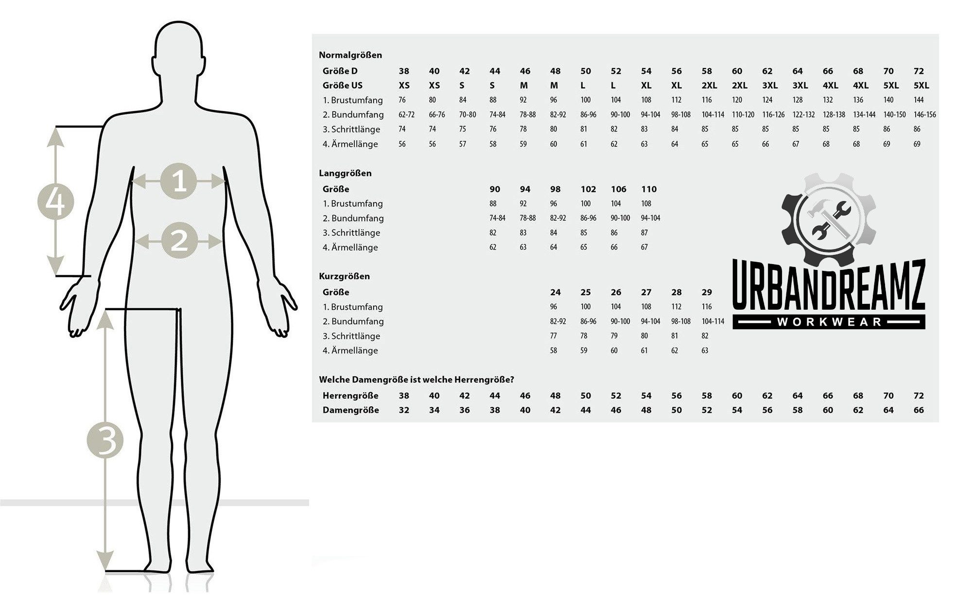 urbandreamz workwear Arbeitslatzhose Latzhose Arbeitshose Hose - X-Line Classics hohe Strapazierfähigkeit