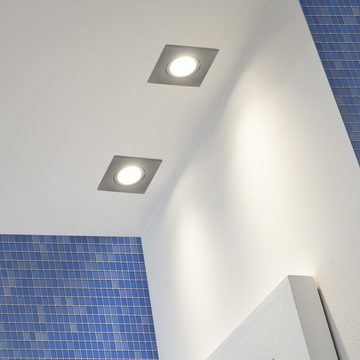 LEDANDO LED Einbaustrahler 3er IP44 LED Einbaustrahler Set Silber gebürstet mit LED GU10 Markenst