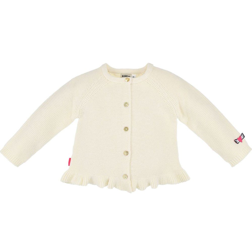 BONDI Strickjacke Baby Mädchen Jacke "Princess" mit Rüschen 86524, Creme Weiß - 100% Baumwolle | Cardigans