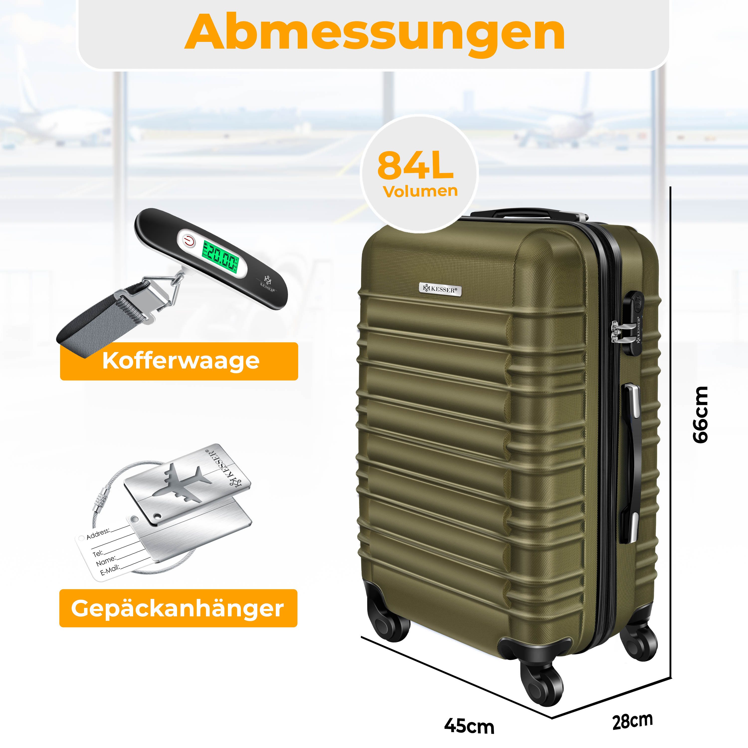 KESSER Hartschalen-Trolley Reisekoffer 84L Koffer Inkl. Kofferwaage + Gepäc günstig online kaufen