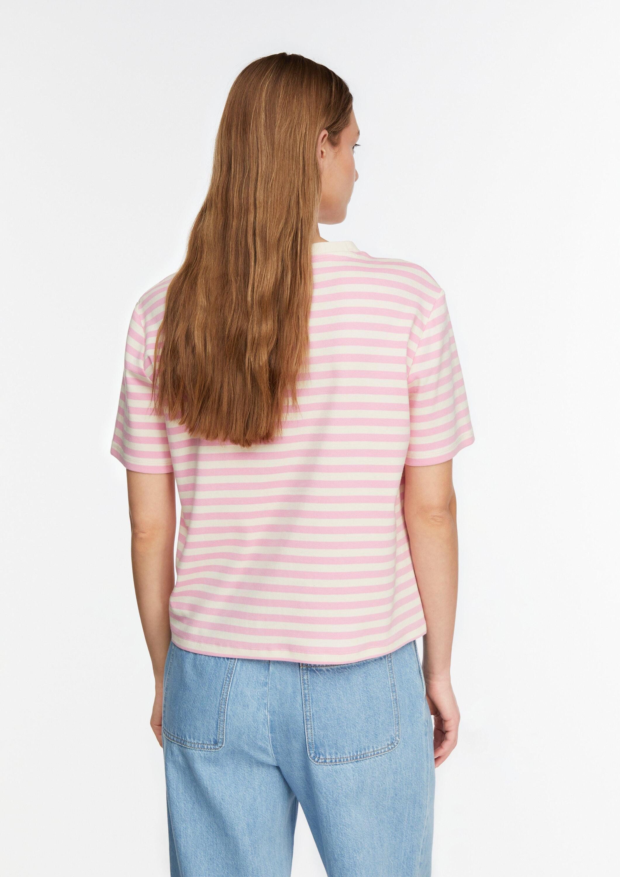 comma Kurzarmshirt T-Shirt Streifenshirt im Regular Fit