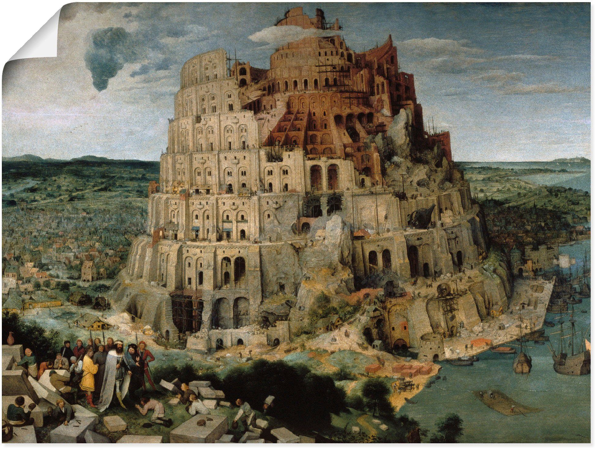 (1 Turmbau versch. Babel. Poster Wandaufkleber Größen Leinwandbild, Der Artland 1563, Wandbild als oder St), von Gebäude in