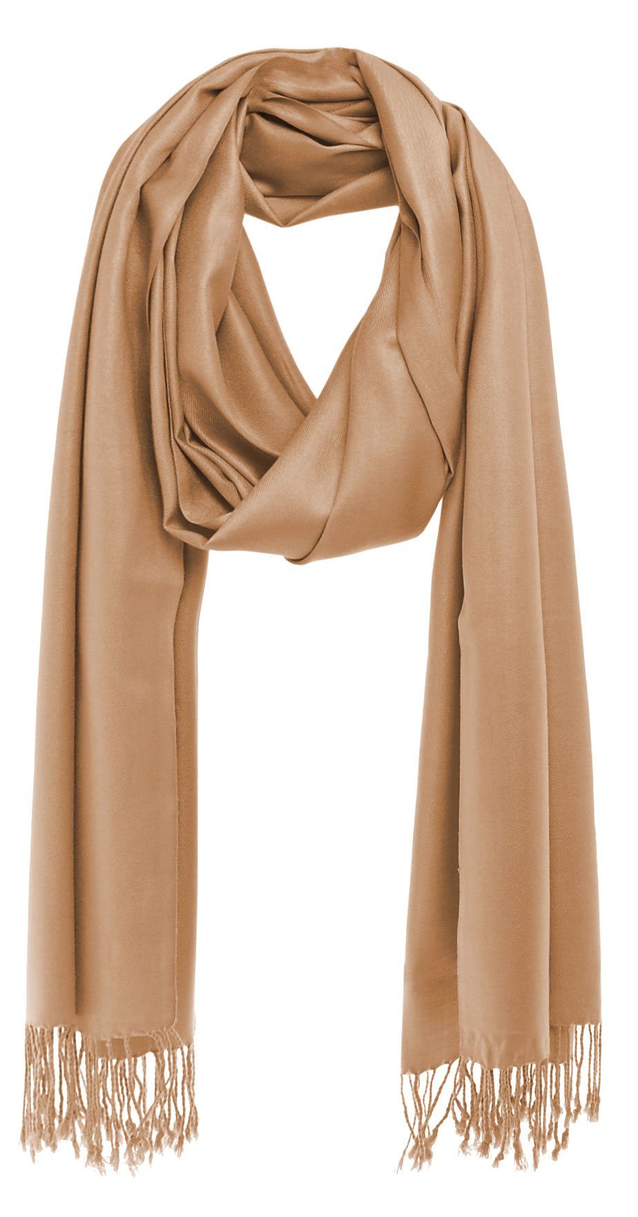Premium Seide - XL glänzend Viskose cm Kaschmir 100% Damen-Schal aus weich Bovari wie - wie 200x70 -, Schal camel Pashmina