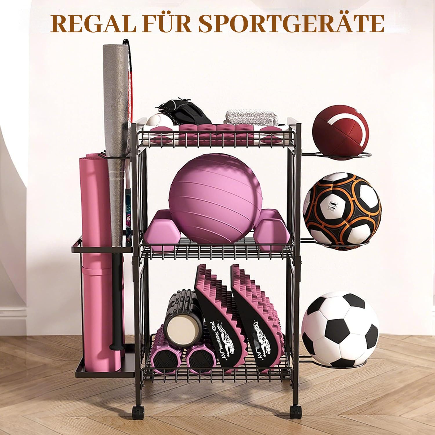 BlingBin Sportgeräte-Regalwagen Ball Aufbewahrungsregale, Organizer für Spi günstig online kaufen