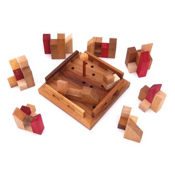 ROMBOL Denkspiele Spiel, Knobelspiel Stadtpuzzle - variantenreiches Denkspiel für Knobel-Fans aus Holz, Holzspiel