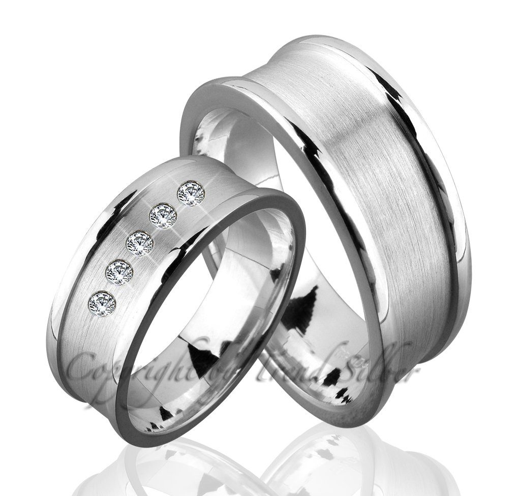 Trauringe123 Trauring Hochzeitsringe Verlobungsringe Trauringe Eheringe Partnerringe aus 925er Silber ohne und mit Stein, J89