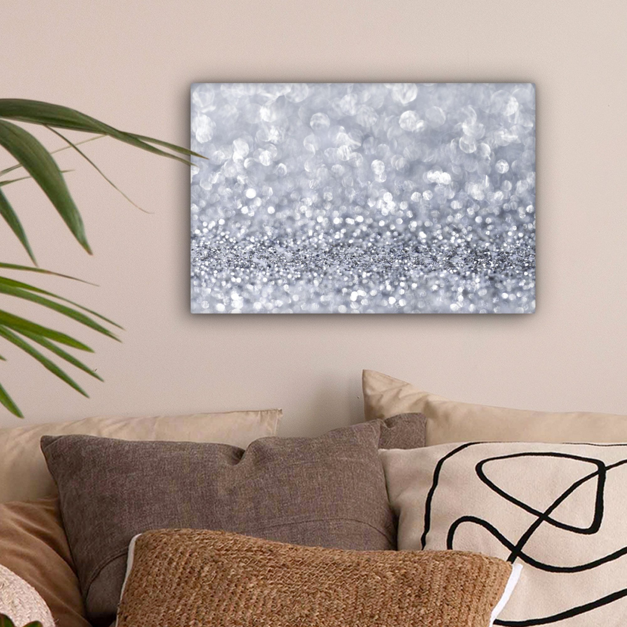 OneMillionCanvasses® Leinwandbild Silber glitzert, Fotodruck (1 St), Leinwa günstig online kaufen