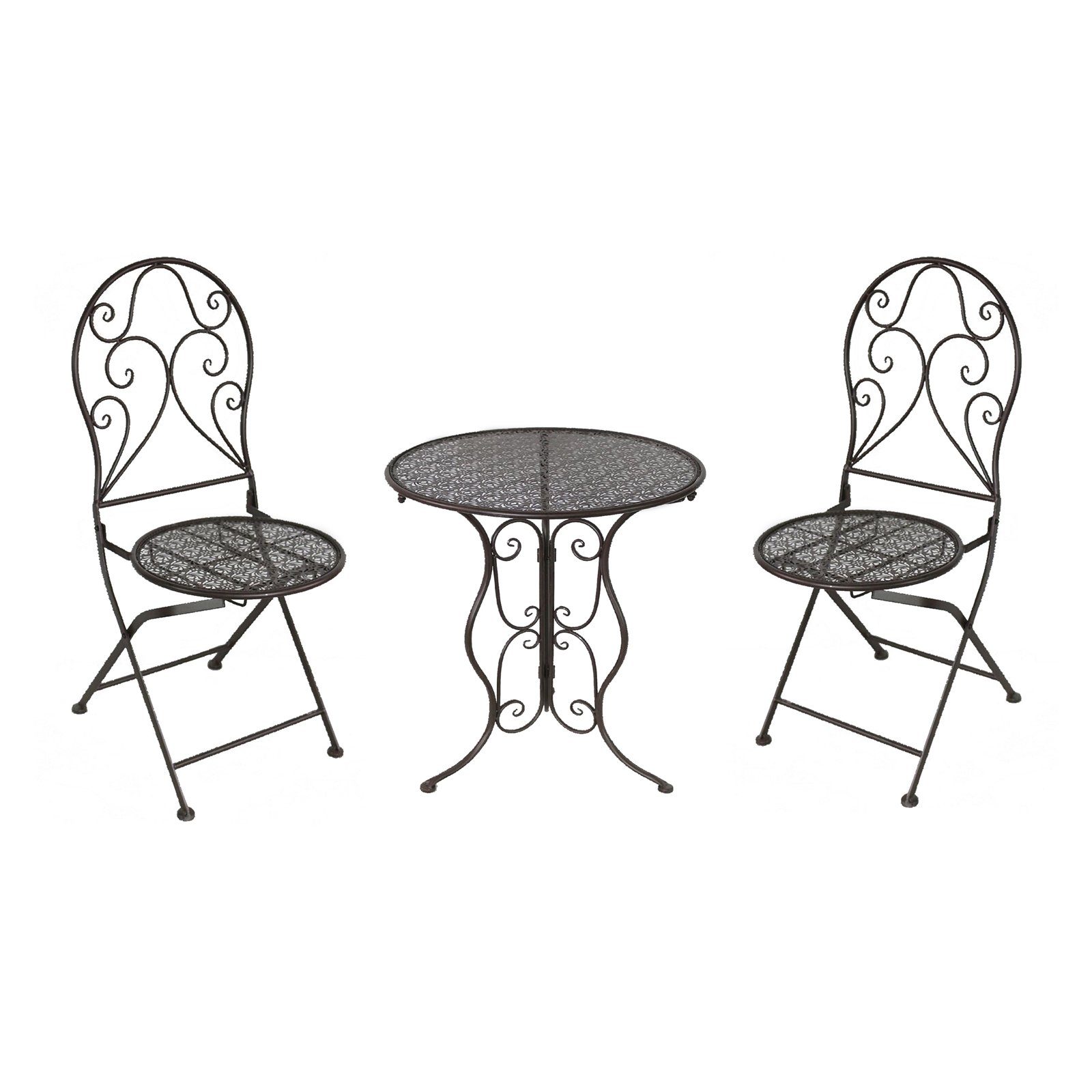 HTI-Line Balkonset Tischgruppe Lani Braun, (Set, 3-tlg., 1x Tisch, 2x Stühle), Sitzgruppe Metall Garten nostalgisch
