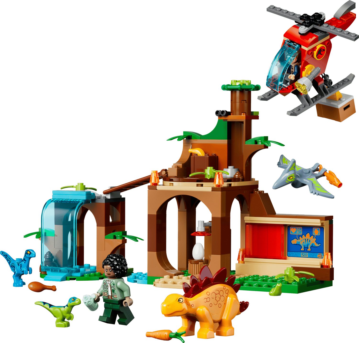 LEGO® Jurassic World 77981 Rettungszentrum für Junge Velociraptoren, Stegosa Spielbausteine, (Set, 171 St., Set)