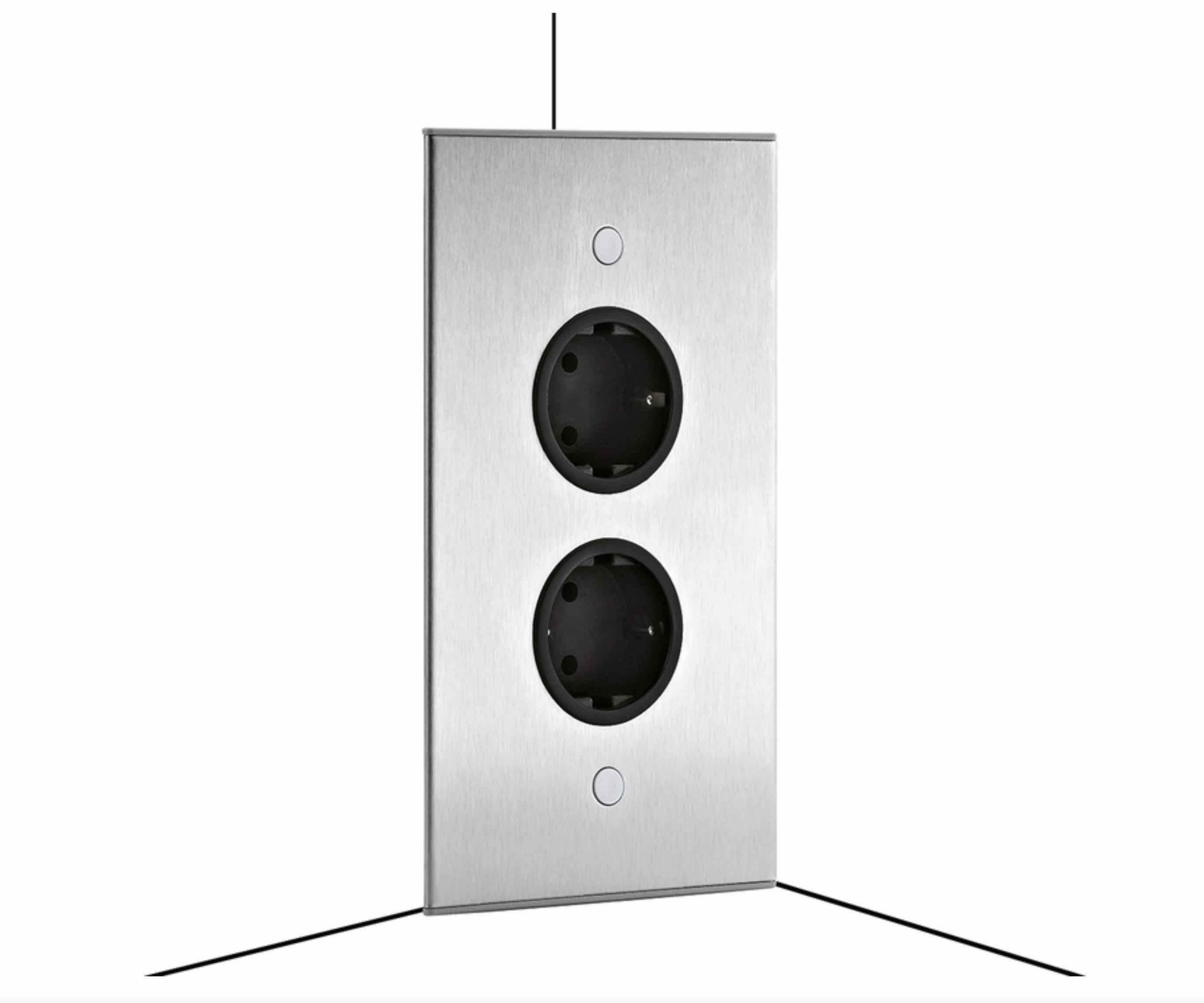 Thebo Thebo ST 3007/2 Steckdosenelement Edelstahl 2-fach Steckdosenleiste Mehrfachsteckdose