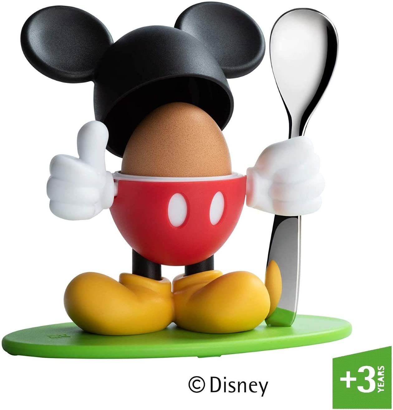 WMF Eierbecher Mickey Mouse, (1x Micky Maus Eierbecher mit Kappe (Höhe 14 cm, Ø 5,4 cm), 1x Eierlöffel, 2-tlg., 1x Micky Maus Eierbecher mit Kappe, 1x Eierlöffel)