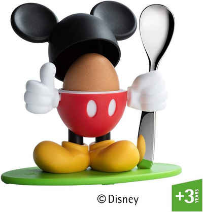 WMF Eierbecher Mickey Mouse, (1x Micky Maus Eierbecher mit Kappe (Höhe 14 cm, Ø 5,4 cm), 1x Eierlöffel, 2-tlg., 1x Micky Maus Eierbecher mit Kappe (Höhe 14 cm, Ø 5,4 cm), 1x Eierlöffel)