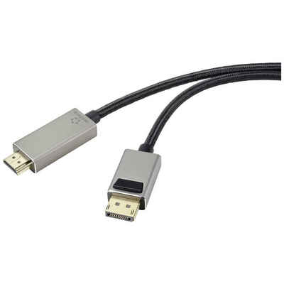 Renkforce 8K Displayport auf HDMI Kabel, 2 Meter HDMI-Kabel, Aluminium-Stecker