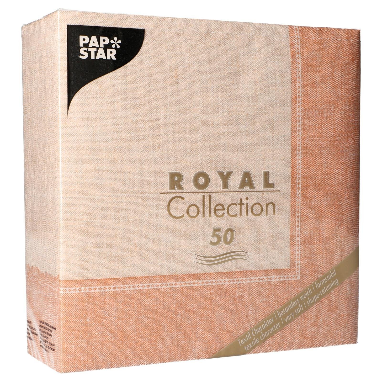 PAPSTAR Papierserviette ROYAL Collection 40 x 40 cm terracotta "Linum", (50 St), 1/4-Falzung