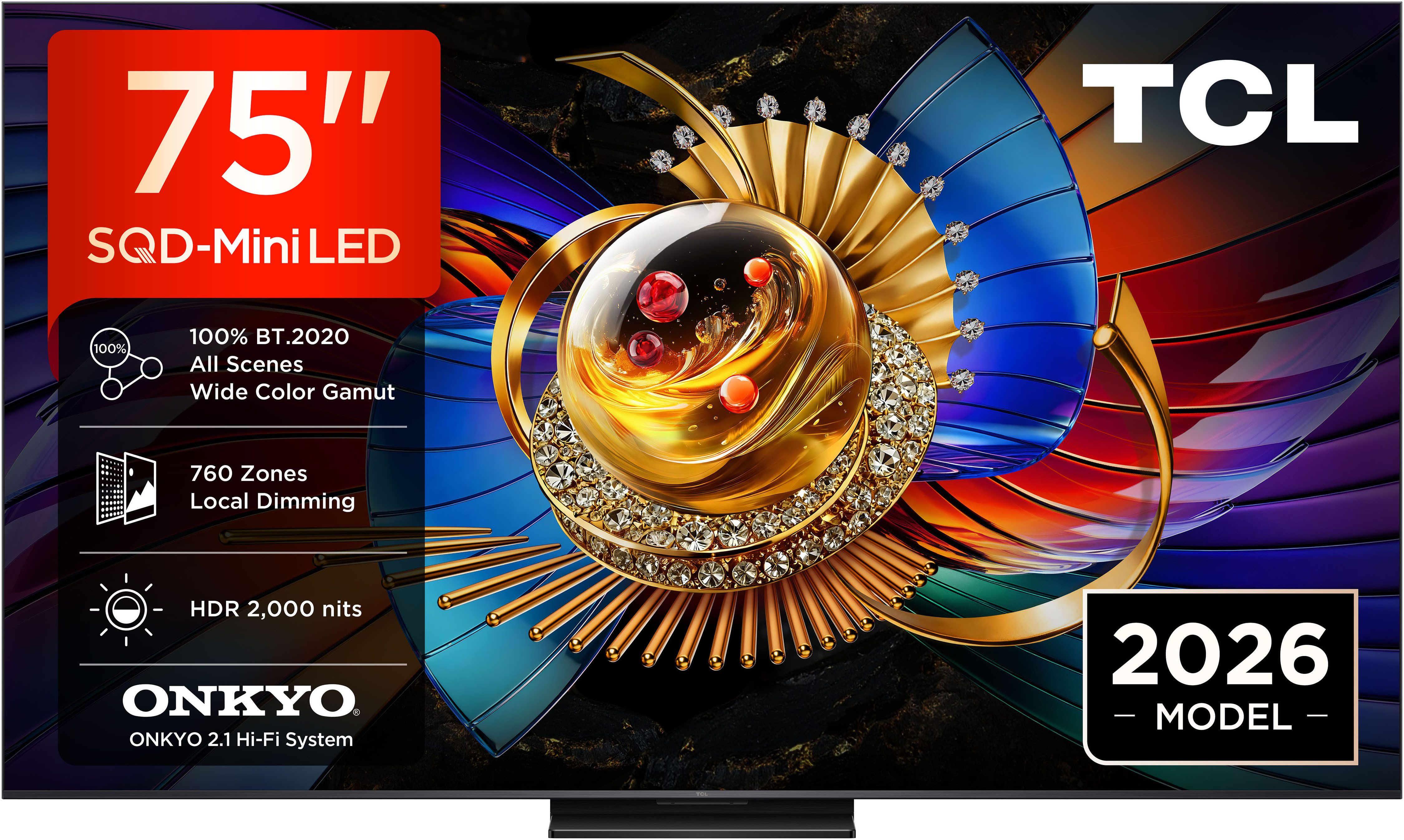 TCL 75Q7D ProX1 QLED Mini LED-Fernseher (189 cm/75 Zoll, 4K Ultra HD, Google TV, SQD-Mini LED, AiPQ Prozessor, ONKYO 2.1, Dolby Vision, Apple AirPlay 2)
