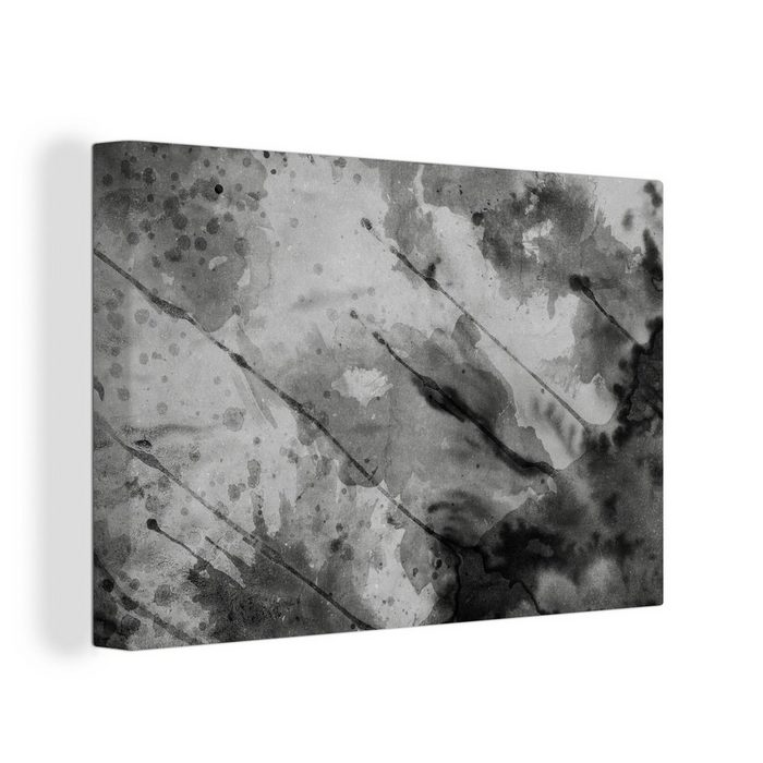 OneMillionCanvasses® Leinwandbild Aquarell - Grau - Abstrakt (1 St) Wandbild Leinwandbilder Aufhängefertig Wanddeko