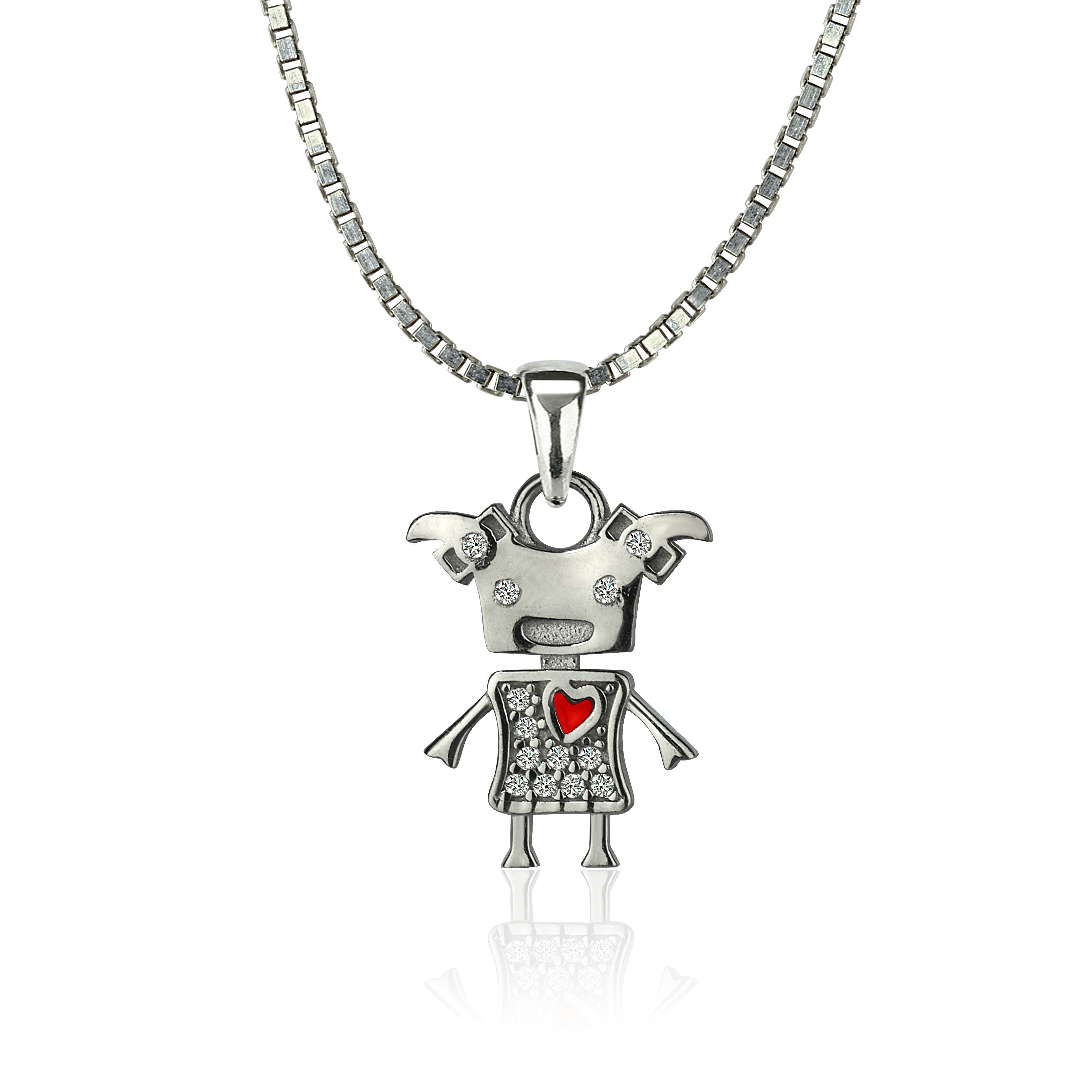 NAHLE Kette mit Anhänger Mädchen Silber Talisman Glücksbringer Kette (2-tlg., inkl. Schmuckbox), 925 Silber Anhänger mit Zirkonia - rhodiniert