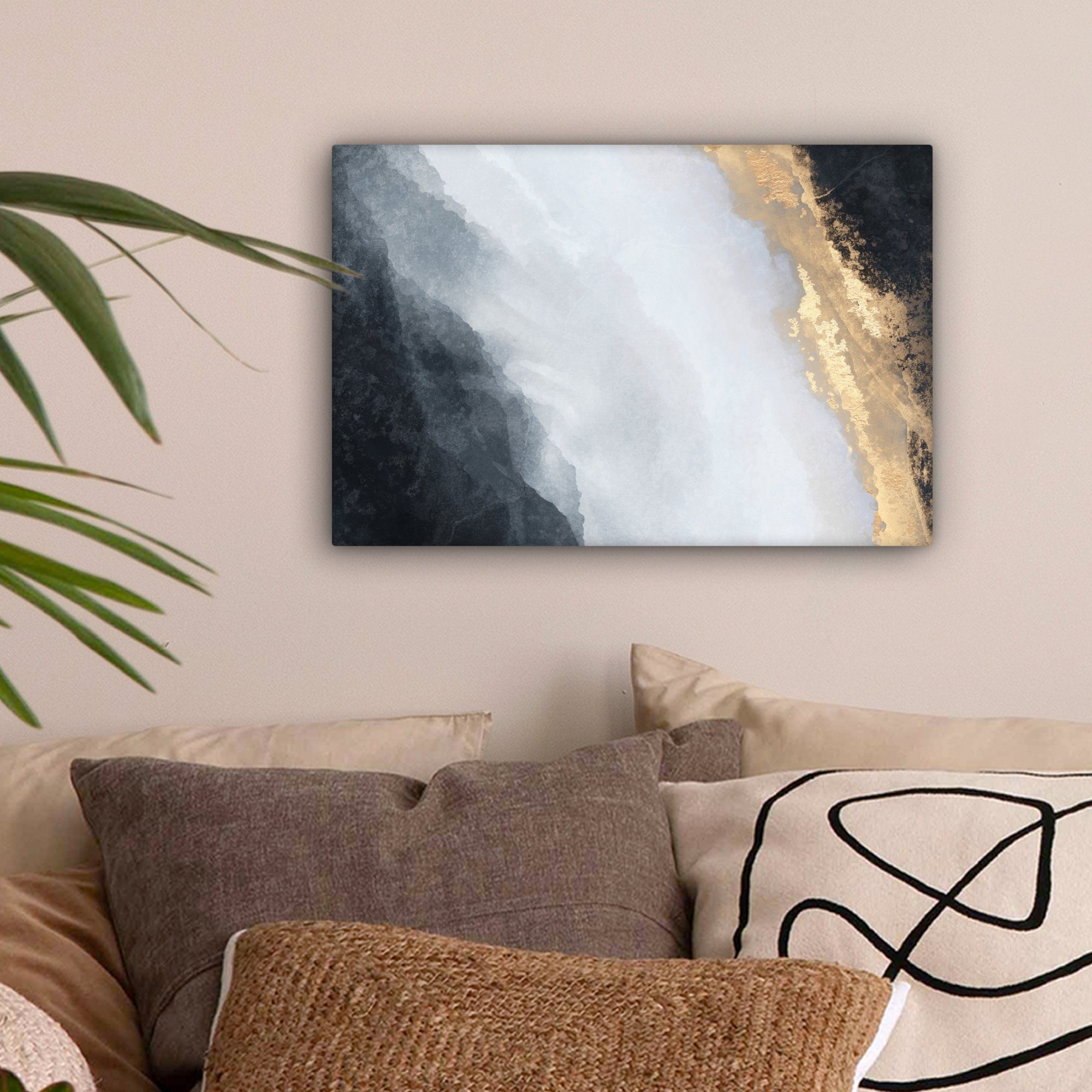 OneMillionCanvasses® Leinwandbild Abstrakt - Farbe - Gold - Schwarz - Marmo günstig online kaufen