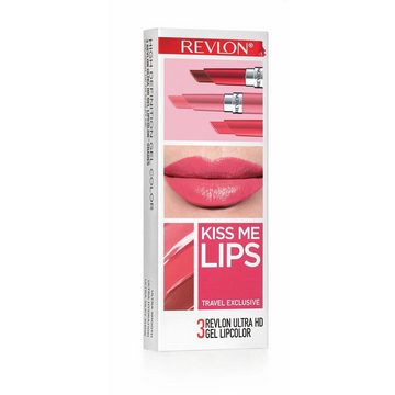 Revlon Lippenstift-Set Lippenstifte Gel 3er Set ULTRA HD KISS ME