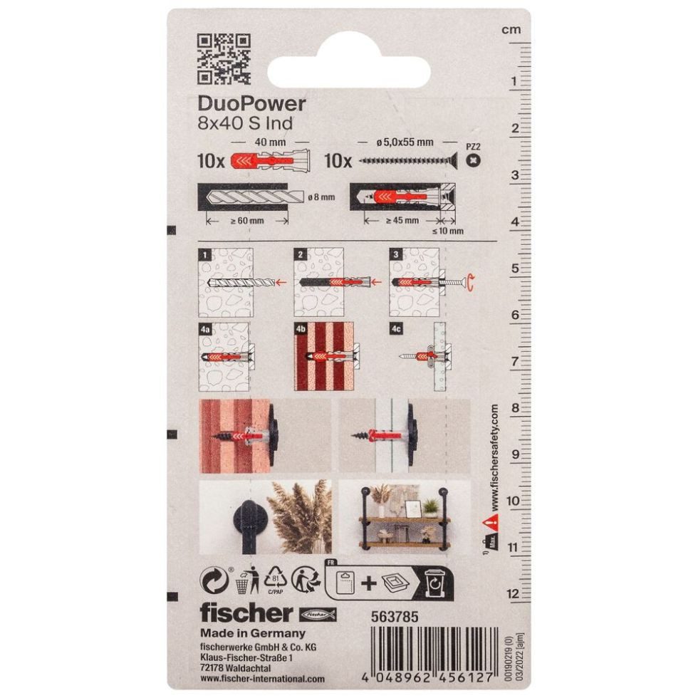 fischer Schrauben- und Dübel-Set fischer Dübel DuoPower 8 x 40 mm - 10 Stück – Bild 3 von 5