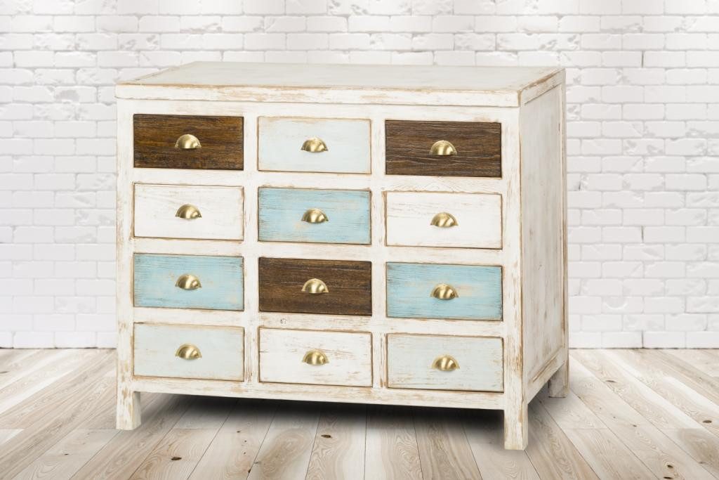 PureHaven Kommode 110x43x90 cm im Vintage Style Unikat aus Vollholz handgefertigt, Hochwertige Verarbeitung sorgt für Stabilität und Langlebigkeit