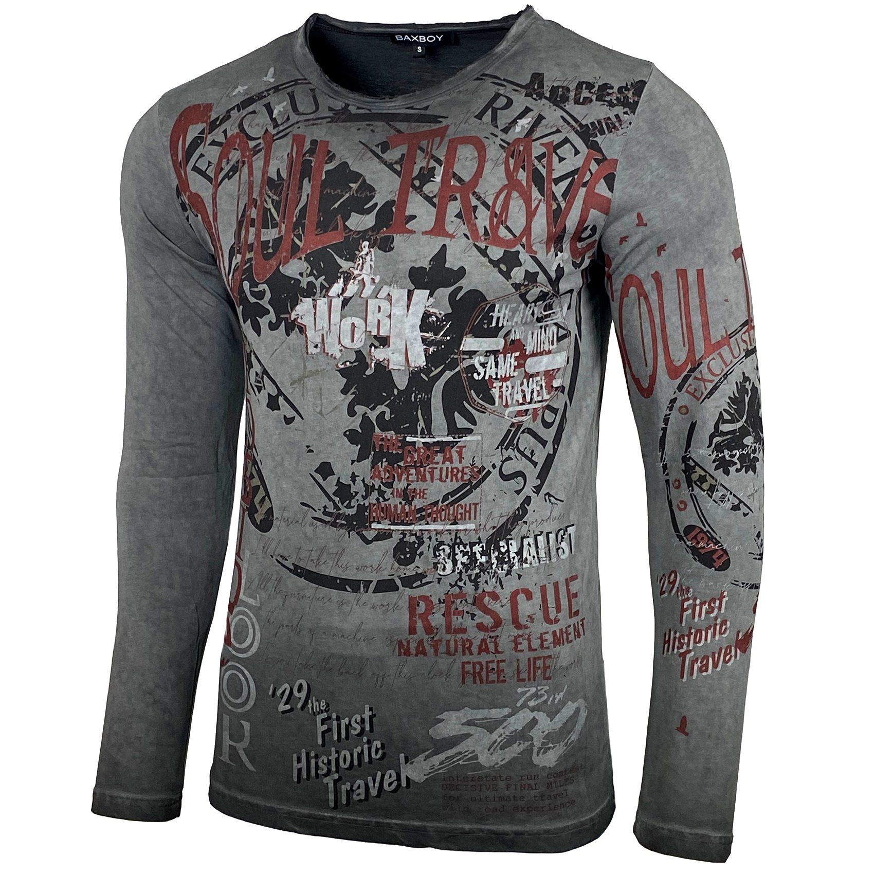 Baxboy Longshirt Herren Longsleeve T-Shirt Moderner Männer Langarmshirt B-7 günstig online kaufen