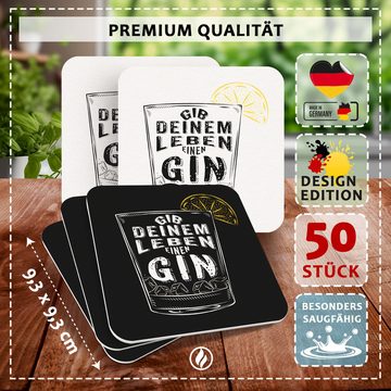 Funke & Brand Bierdeckel Gin - 50er Set "Gib deinem Leben einen Gin" Fun Untersetzer