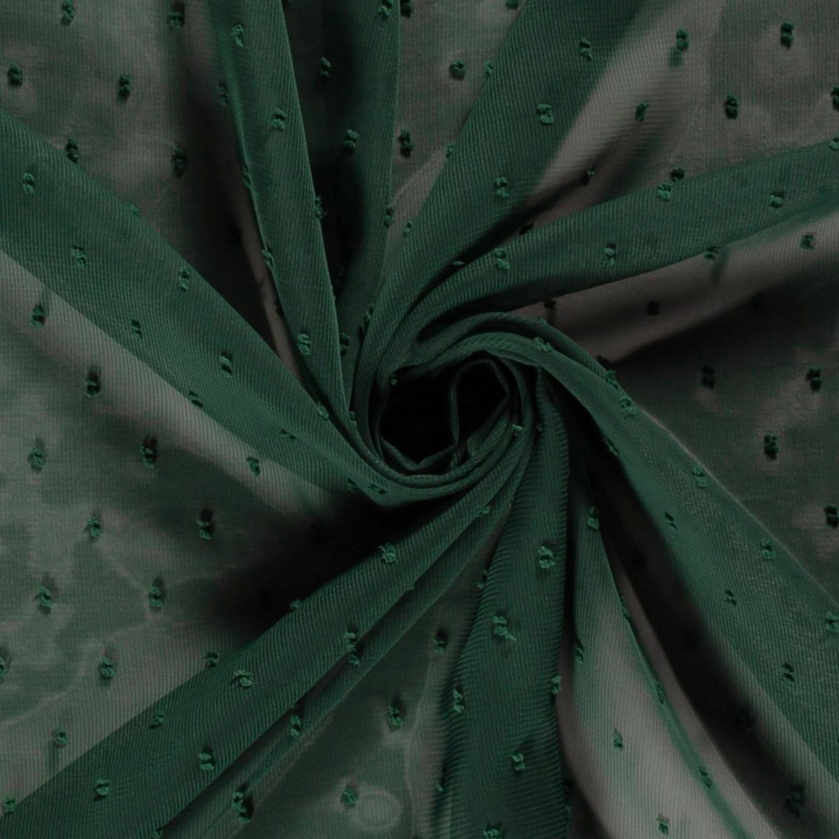 SCHÖNER LEBEN. Stoff Chiffonstoff Dobby Pünktchen dunkelgrün 1,45m Breite, pflegeleicht